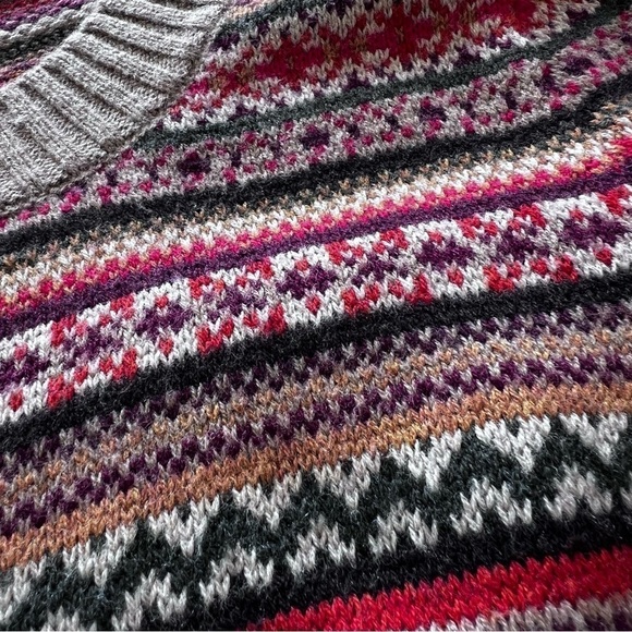 Talbots Wool Blend Fair Isle Cardigan in Red Green and Tan size Small - Picture 10 of 14
